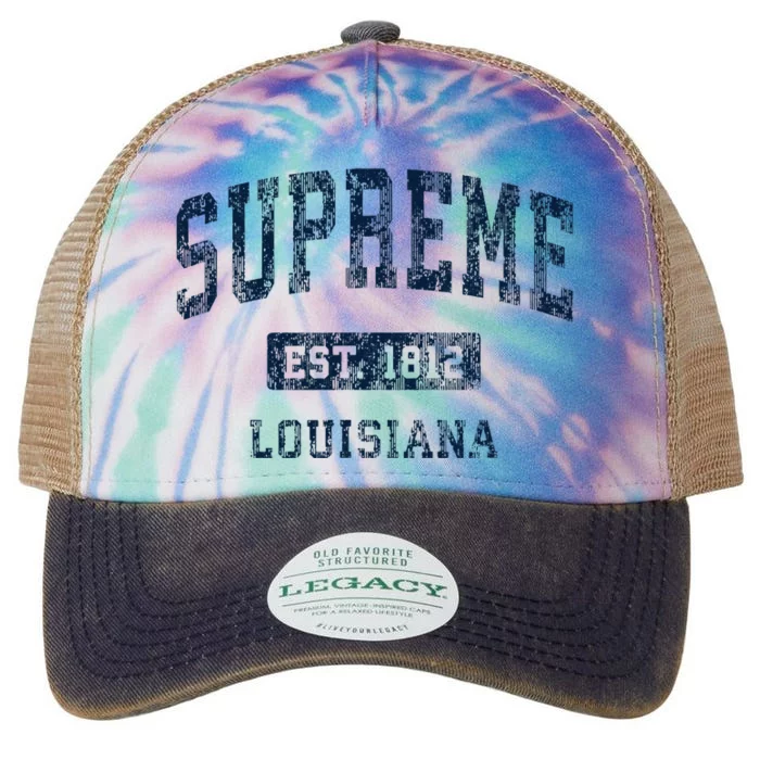 Supreme Louisiana La Vintage Athletic Sports Design Legacy Tie Dye Trucker Hat