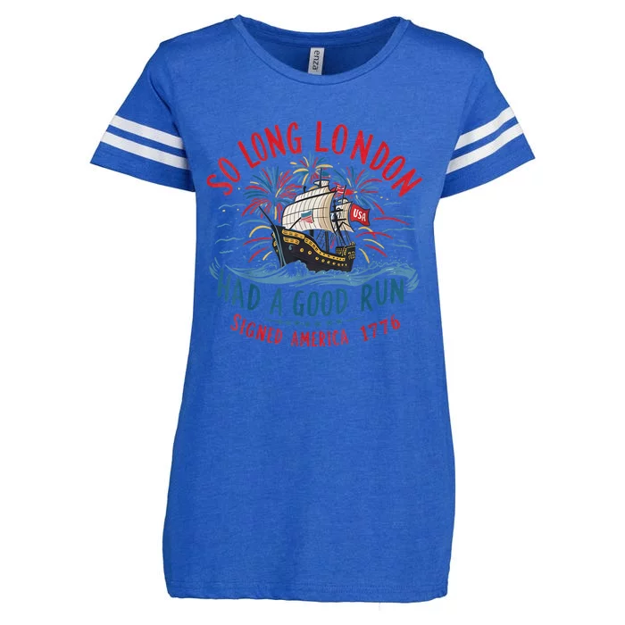 So Long London Had A Good Run Funny 4th Of July Enza Ladies Jersey Football T-Shirt