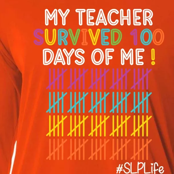 Slp Life My Teacher Survived 100 Days Of Me Cool Gift Cooling Performance Long Sleeve Crew