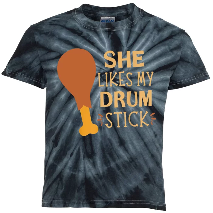 She Likes My Drum Stick Funny Couple Matching Thanksgiving Kids Tie-Dye T-Shirt