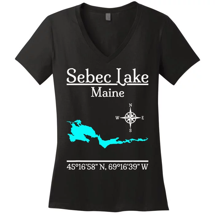 Sebec Lake Maine Women's V-Neck T-Shirt