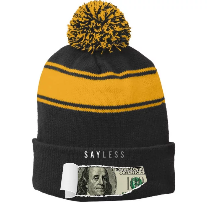 Say Less Money Dollar Sign Business Cryptocurrency Rich Earn Stripe Pom Pom Beanie