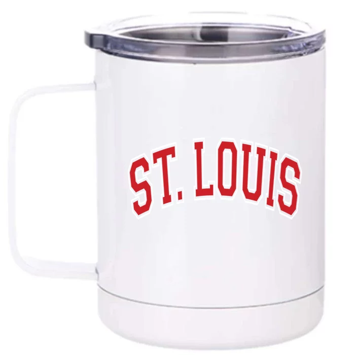 St Louis Missouri Varsity Style Red Text Gift Front & Back 12oz Stainless Steel Tumbler Cup