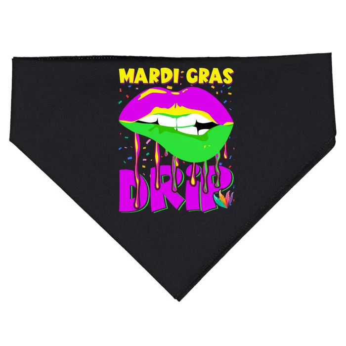 Sexy Lip Mardi Gras Drip Fat Tuesday Party Gift USA-Made Doggie Bandana