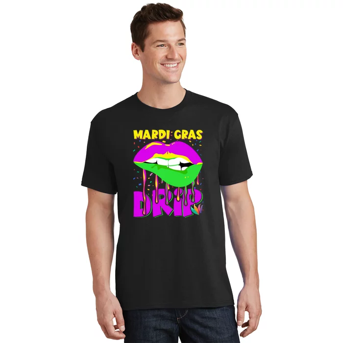 Sexy Lip Mardi Gras Drip Fat Tuesday Party Gift T-Shirt