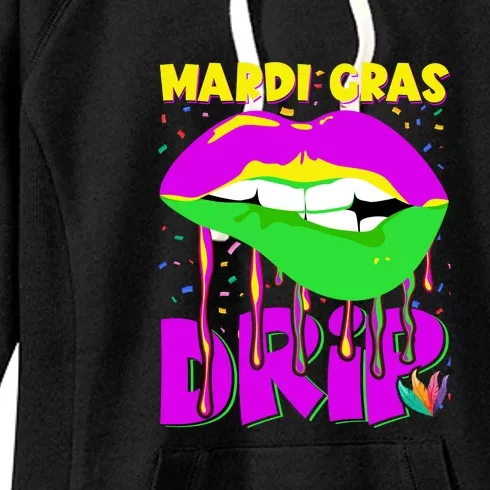 Sexy Lip Mardi Gras Drip Fat Tuesday Party Gift Women's Fleece Hoodie