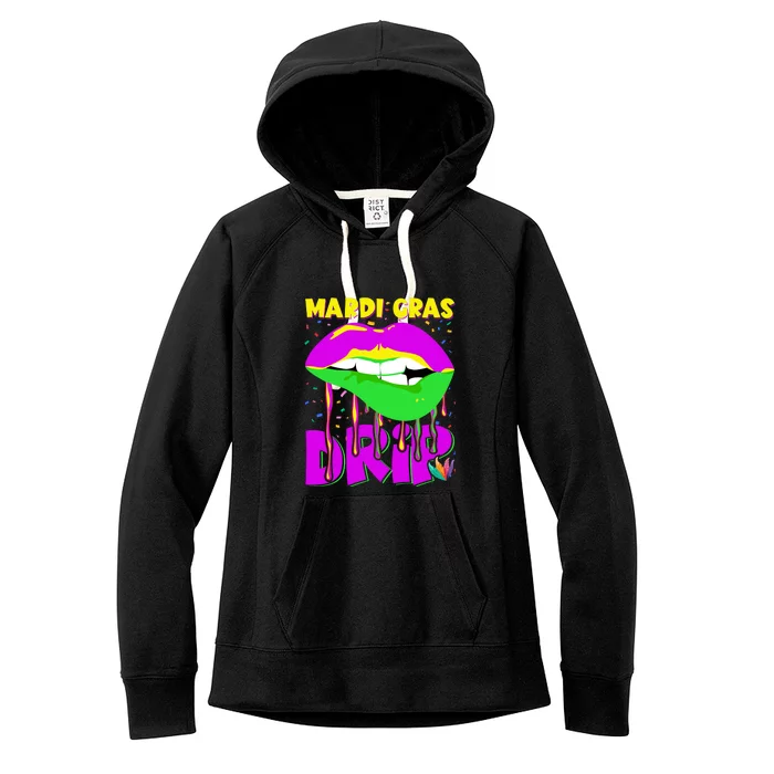 Sexy Lip Mardi Gras Drip Fat Tuesday Party Gift Women's Fleece Hoodie