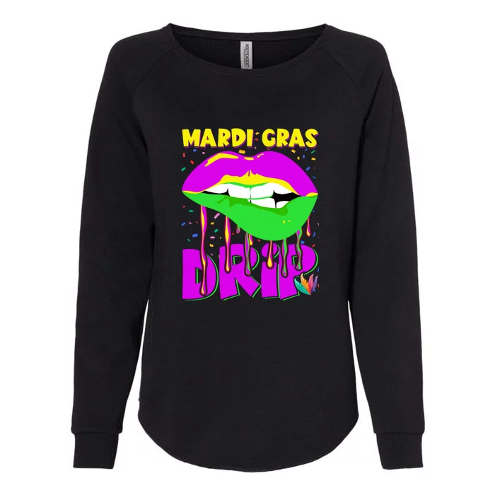 Sexy Lip Mardi Gras Drip Fat Tuesday Party Gift Womens California Wash Sweatshirt