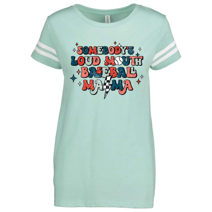 Somebody's Loud Mouth Baseball Mama Mothers Day Groovy Enza Ladies Jersey Football T-Shirt