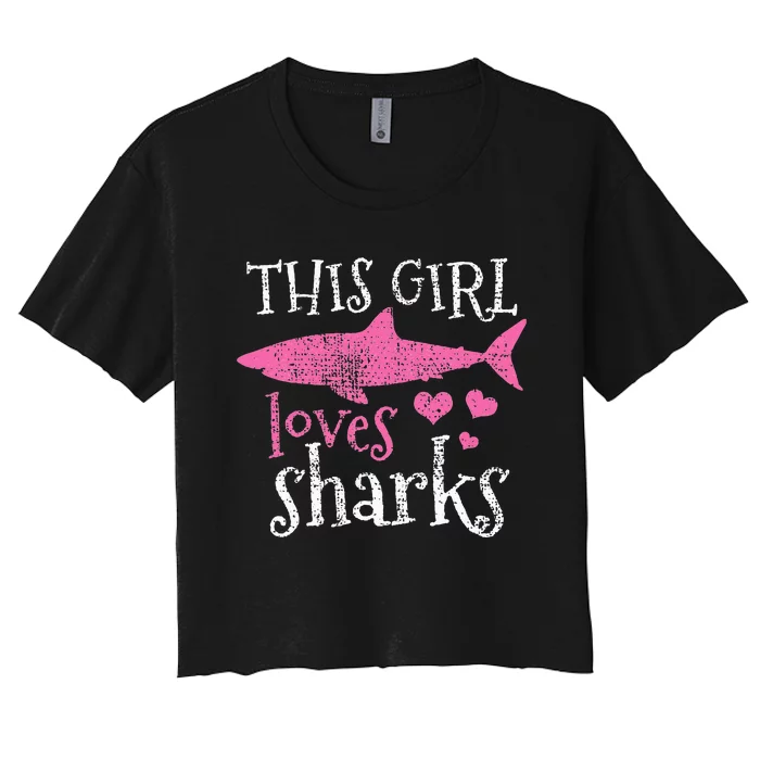 Shark Lover Marine Biologist Animal Vintage Gift Women's Crop Top Tee