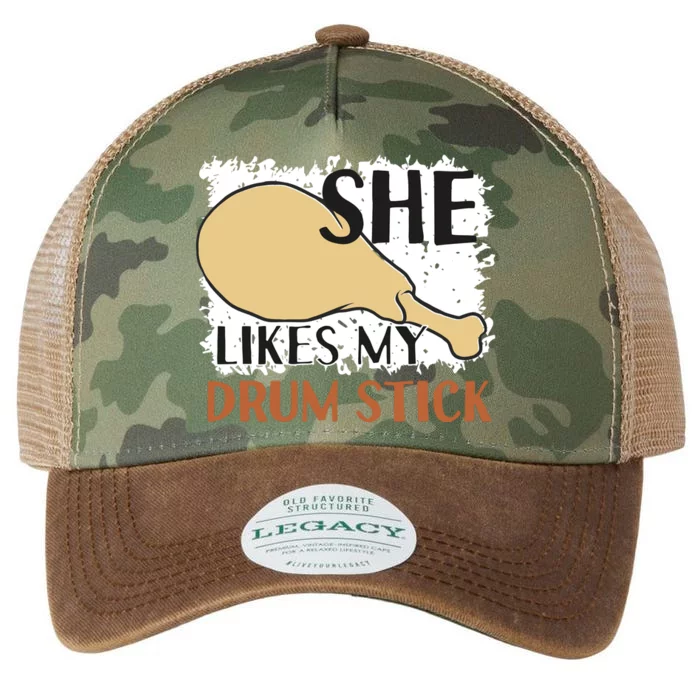 She Likes My Drum Stick Funny Couple Thanksgiving Legacy Tie Dye Trucker Hat