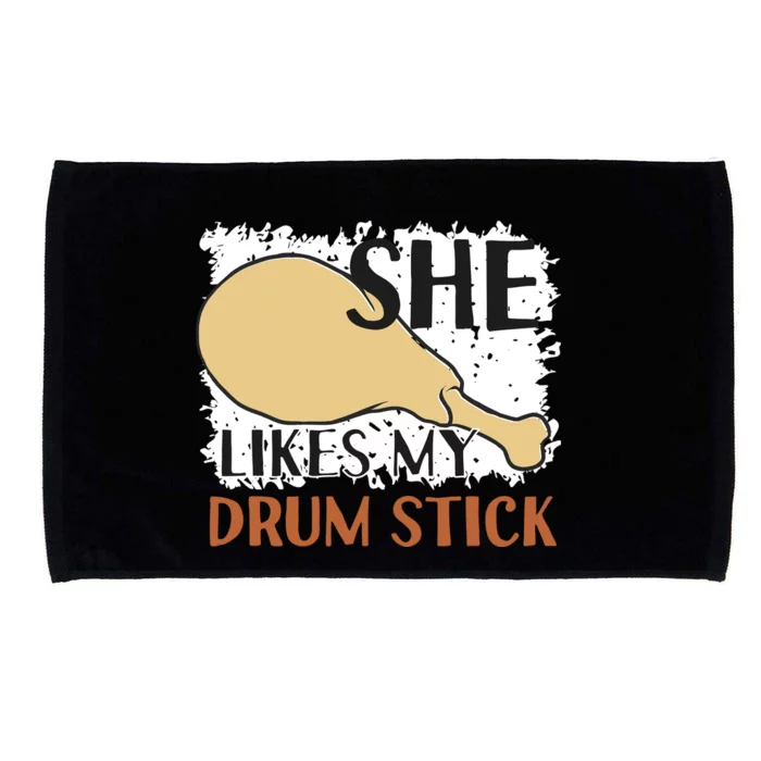 She Likes My Drum Stick Funny Couple Thanksgiving Microfiber Hand Towel