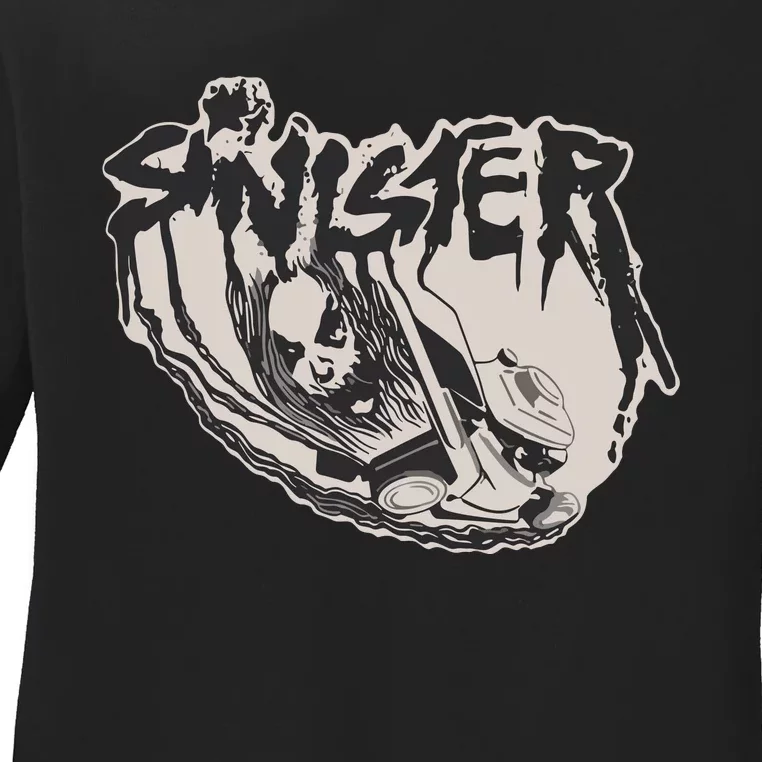 Sinister Lawn Mower White Ladies Long Sleeve Shirt