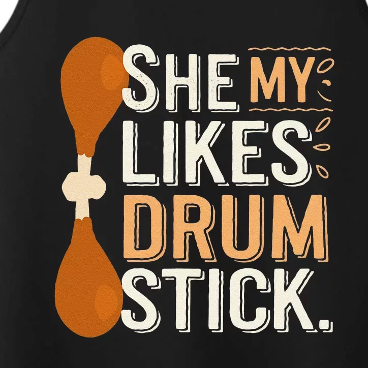 She Likes My Drum Stick Funny Couple Matching Thanksgiving Performance Tank