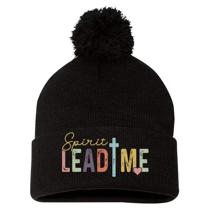 Spirit Lead Me Where My Trust Is Without Borders (Two Sides) Front & Back Pom Pom 12in Knit Beanie