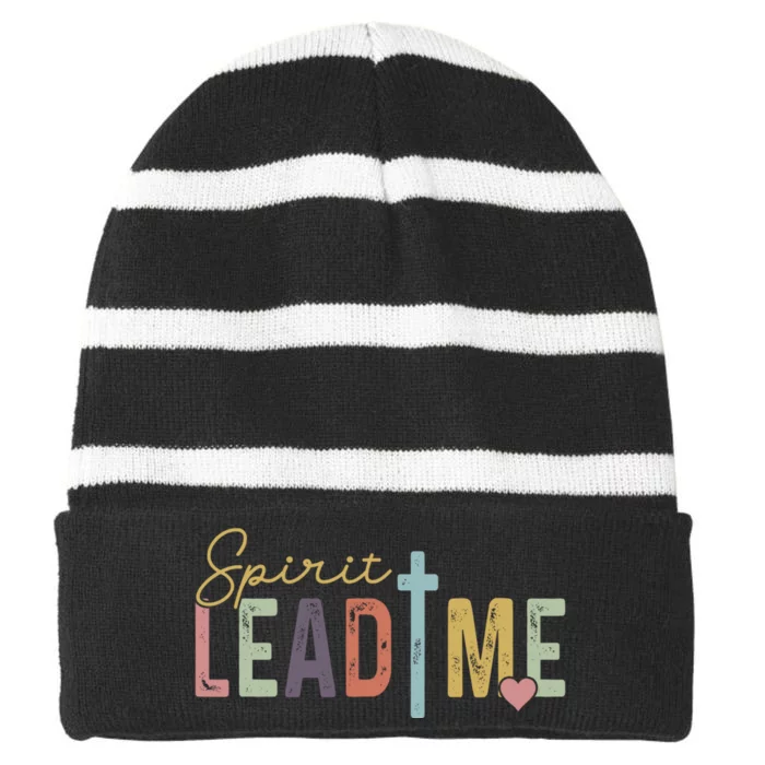 Spirit Lead Me Where My Trust Is Without Borders (Two Sides) Front & Back Striped Beanie with Solid Band