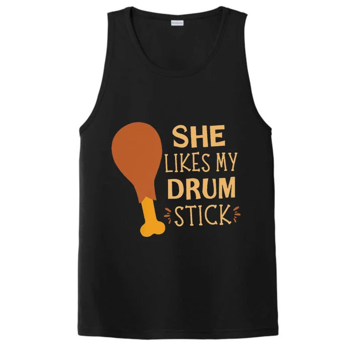 She Likes My Drum Stick Funny Couple Matching Performance Tank