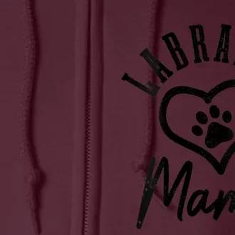 S Labrador Mama Heart Paw Black Lab Dog Labrador Mom Vneck Full Zip Hoodie