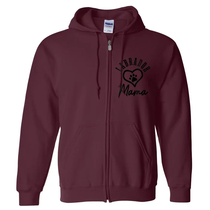 S Labrador Mama Heart Paw Black Lab Dog Labrador Mom Vneck Full Zip Hoodie