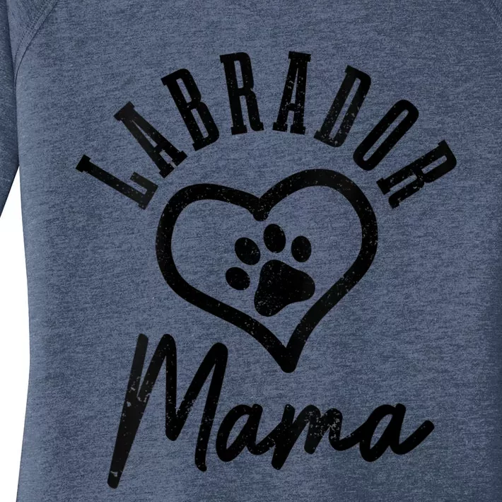 S Labrador Mama Heart Paw Black Lab Dog Labrador Mom Vneck Women's Perfect Tri Tunic Long Sleeve Shirt