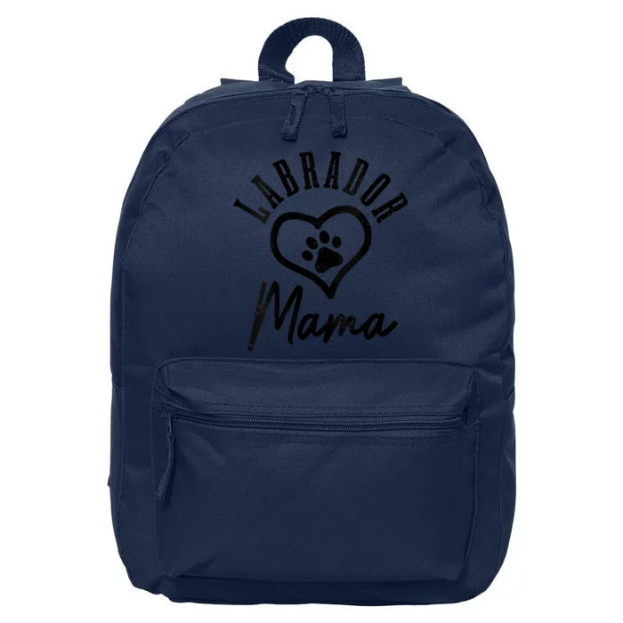 S Labrador Mama Heart Paw Black Lab Dog Labrador Mom Vneck 16 in Basic Backpack