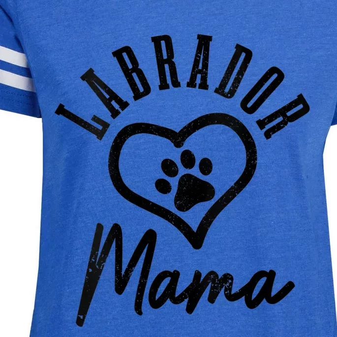 S Labrador Mama Heart Paw Black Lab Dog Labrador Mom Vneck Enza Ladies Jersey Football T-Shirt