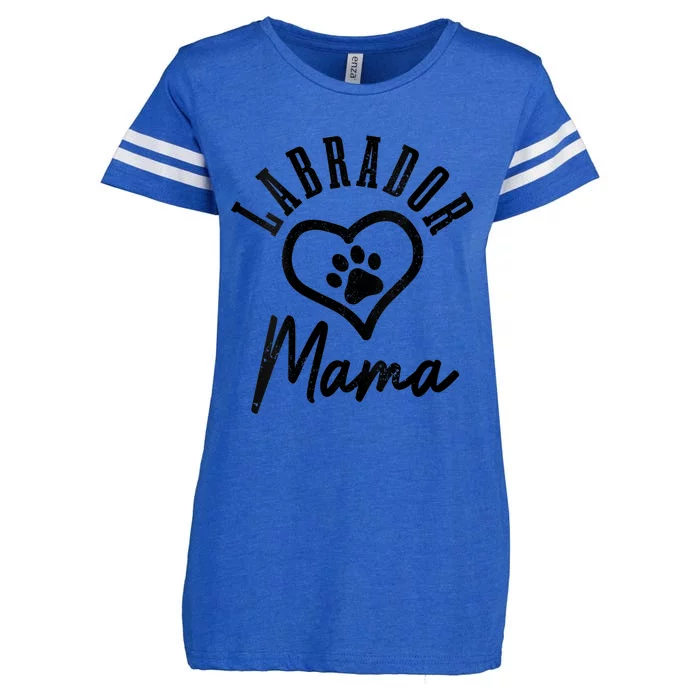 S Labrador Mama Heart Paw Black Lab Dog Labrador Mom Vneck Enza Ladies Jersey Football T-Shirt