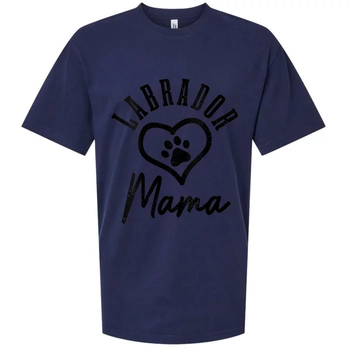 S Labrador Mama Heart Paw Black Lab Dog Labrador Mom Vneck Sueded Cloud Jersey T-Shirt