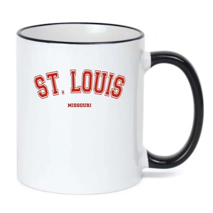 St. Louis Missouri Mo Red Letter Graphic On St. Louis Black Color Changing Mug