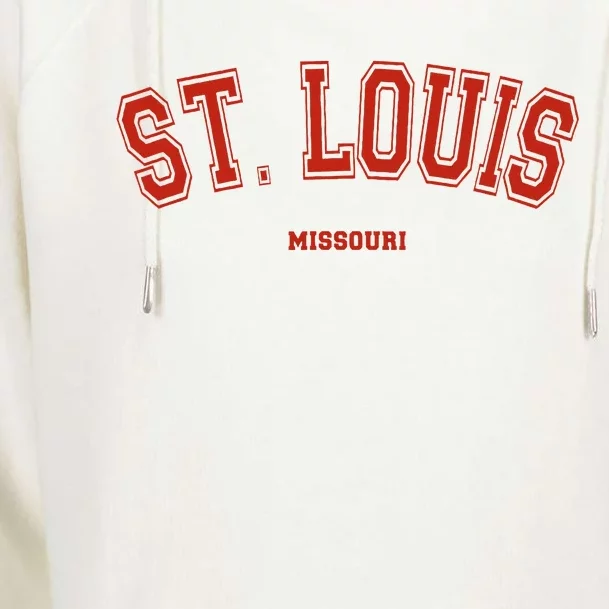 St. Louis Missouri Mo Red Letter Graphic On St. Louis Womens Funnel Neck Pullover Hood