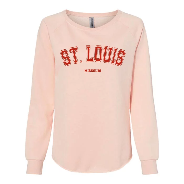 St. Louis Missouri Mo Red Letter Graphic On St. Louis Womens California Wash Sweatshirt