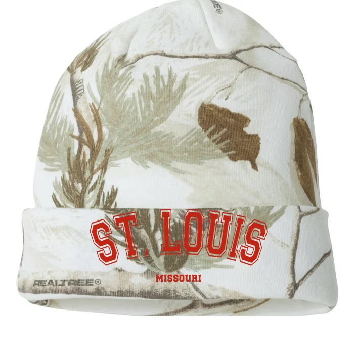 St. Louis Missouri Mo Red Letter Graphic On St. Louis Kati - 12in Camo Beanie