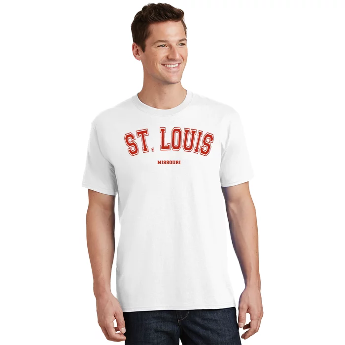 St. Louis Missouri Mo Red Letter Graphic On St. Louis T-Shirt