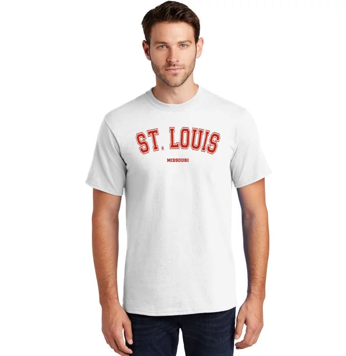 St. Louis Missouri Mo Red Letter Graphic On St. Louis Tall T-Shirt