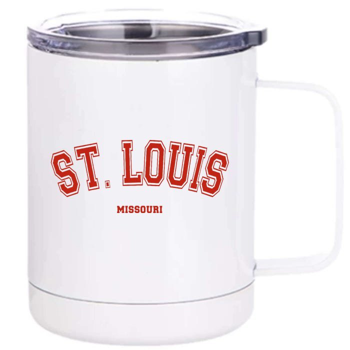 St. Louis Missouri Mo Red Letter Graphic On St. Louis Front & Back 12oz Stainless Steel Tumbler Cup