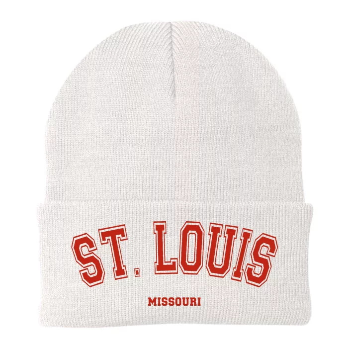 St. Louis Missouri Mo Red Letter Graphic On St. Louis Knit Cap Winter Beanie