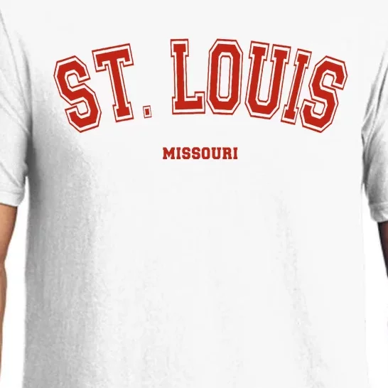 St. Louis Missouri Mo Red Letter Graphic On St. Louis Pajama Set