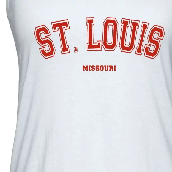 St. Louis Missouri Mo Red Letter Graphic On St. Louis Ladies Essential Flowy Tank