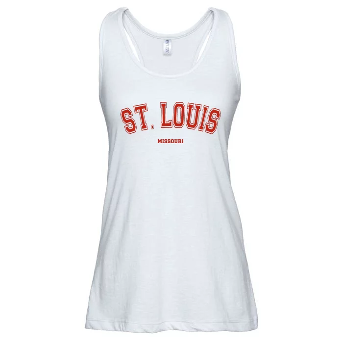 St. Louis Missouri Mo Red Letter Graphic On St. Louis Ladies Essential Flowy Tank