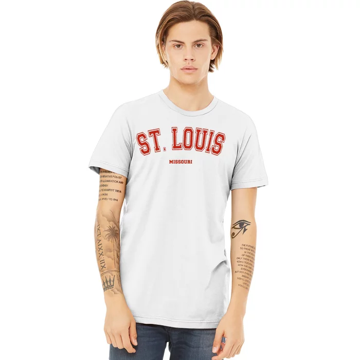 St. Louis Missouri Mo Red Letter Graphic On St. Louis Premium T-Shirt