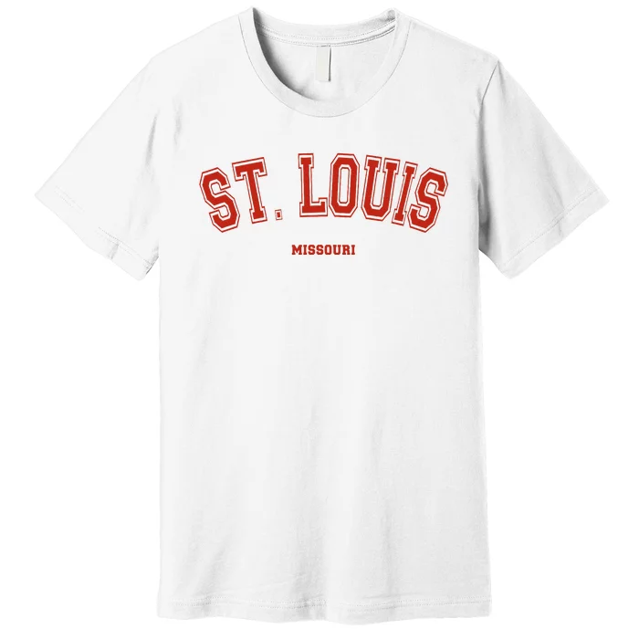 St. Louis Missouri Mo Red Letter Graphic On St. Louis Premium T-Shirt