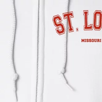 St. Louis Missouri Mo Red Letter Graphic On St. Louis Full Zip Hoodie