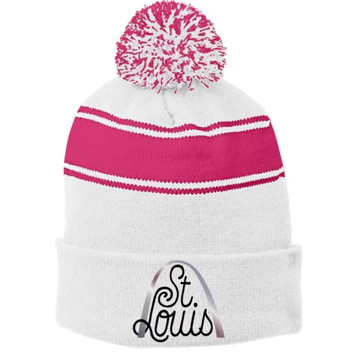 Saint Louis Missouri Souvenir Gateway Arch Traveler Stripe Pom Pom Beanie