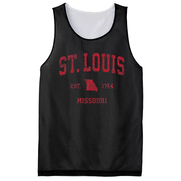 St. Louis Missouri Mo Vintage Sports Design Red Print Mesh Reversible Basketball Jersey Tank