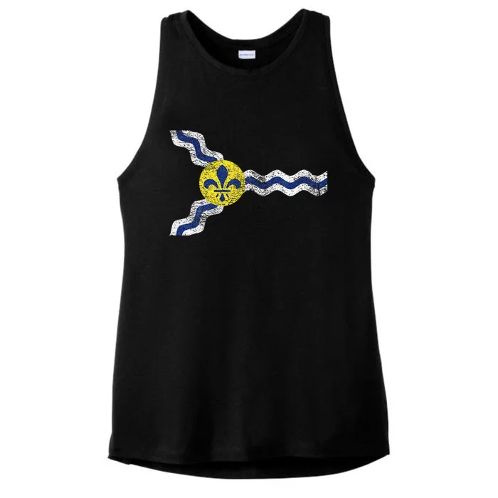 St. Louis Miss Souri Fleur De Lis Flag Ladies Tri-Blend Wicking Tank