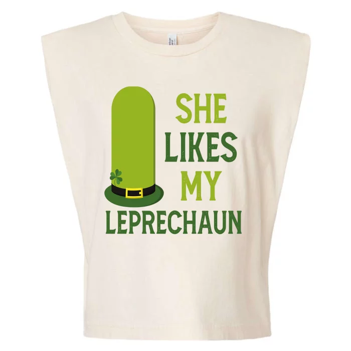 She Likes My Leprechaun Funny St Patricks Day Garment-Dyed Women's Muscle Tee