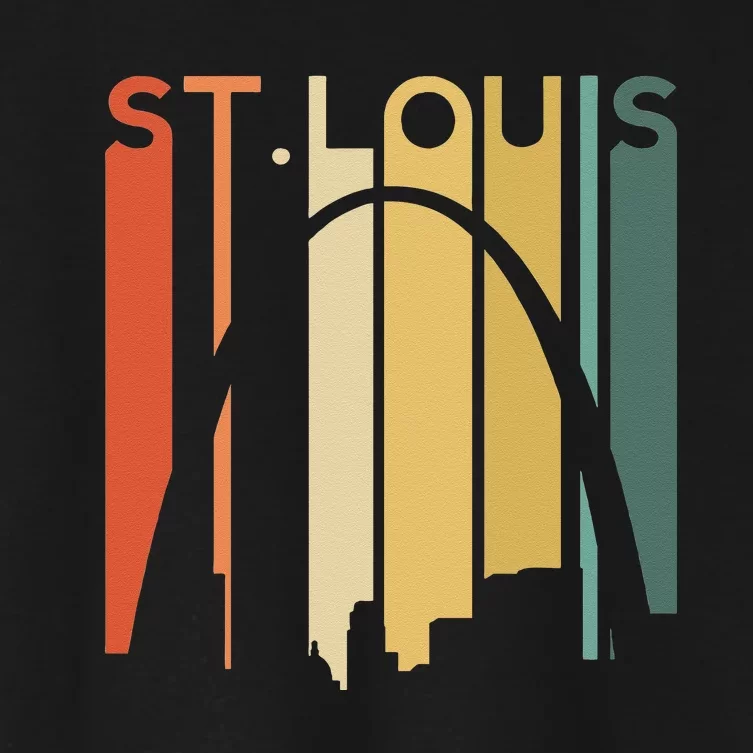 St Louis Missouri Gateway Arch Retro Mississippi River Lou Women's Crop Top Tee