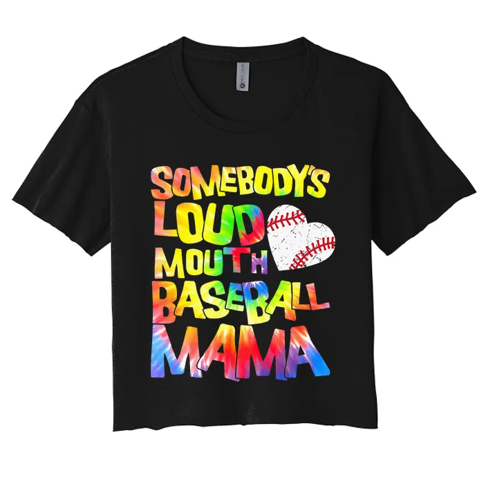 Somebody's loud mouth Baseball Mama Baseball Heart Cute Mom Women's Crop Top Tee