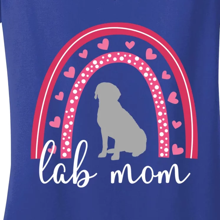 Silver Lab Mom ValentineS Day Labrador Rainbow Cool Gift Women's V-Neck T-Shirt