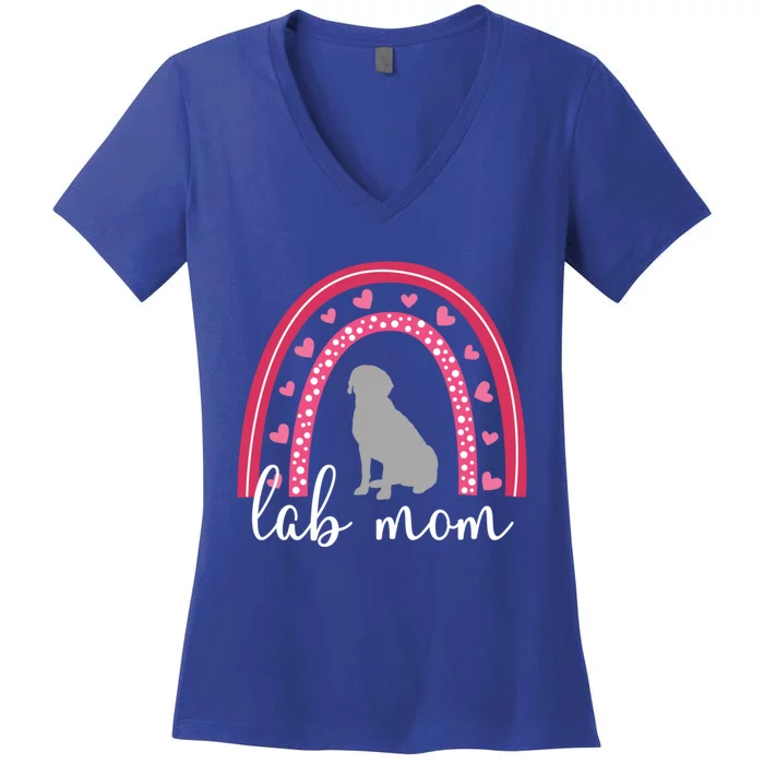 Silver Lab Mom ValentineS Day Labrador Rainbow Cool Gift Women's V-Neck T-Shirt